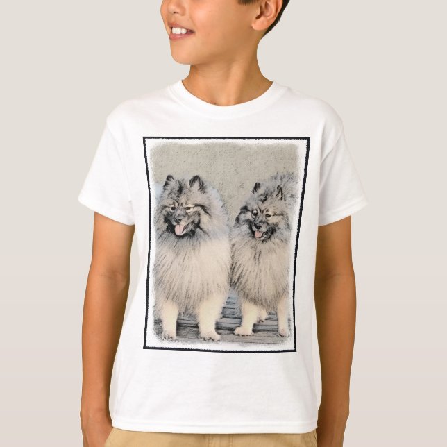 Camiseta Pintura de Keeshond Brothers - Arte Perro Original (Anverso)