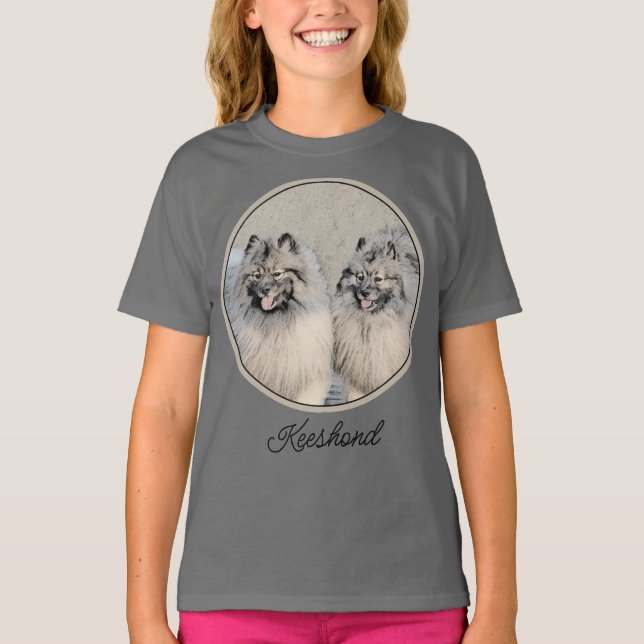 Camiseta Pintura de Keeshond Brothers - Arte Perro Original (Anverso)