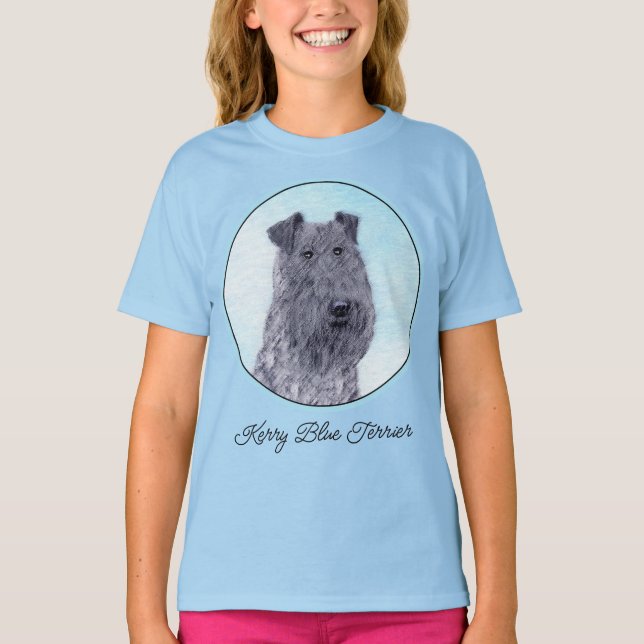Camiseta Pintura de Kerry Blue Terrier Arte de perro origin (Anverso)