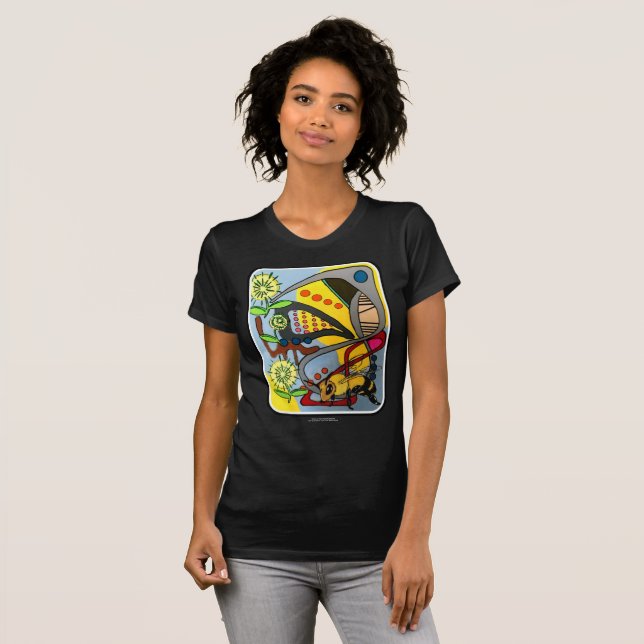 Camiseta "Pintura de la abeja abstracta del jardín de la (Anverso completo)
