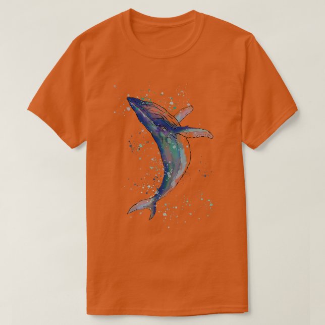 Camiseta Pintura de la acuarela de ballena azul 1 (Diseño del anverso)