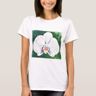 Camiseta Pintura de la acuarela de la orquídea blanca