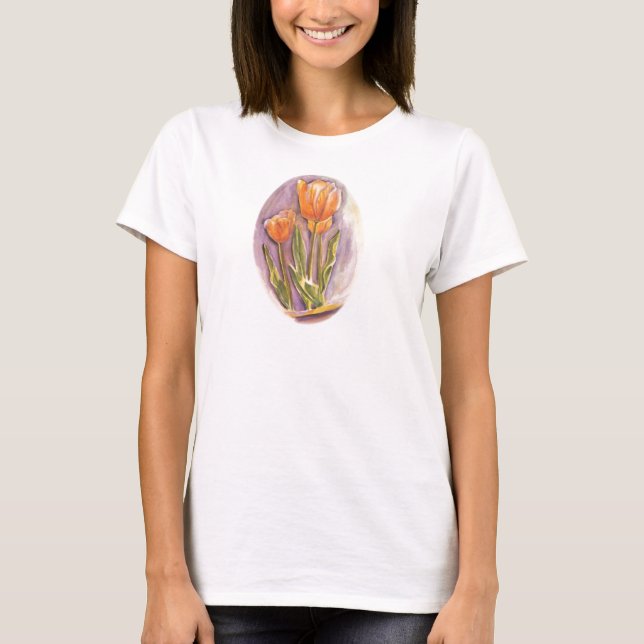 Camiseta Pintura de la flor de los tulipanes (Anverso)
