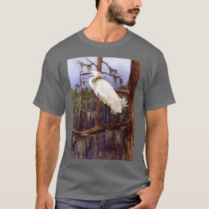 CAMISETA PINTURA DE LA GARZA DE LOS MARISMAS DE LA FLORIDA