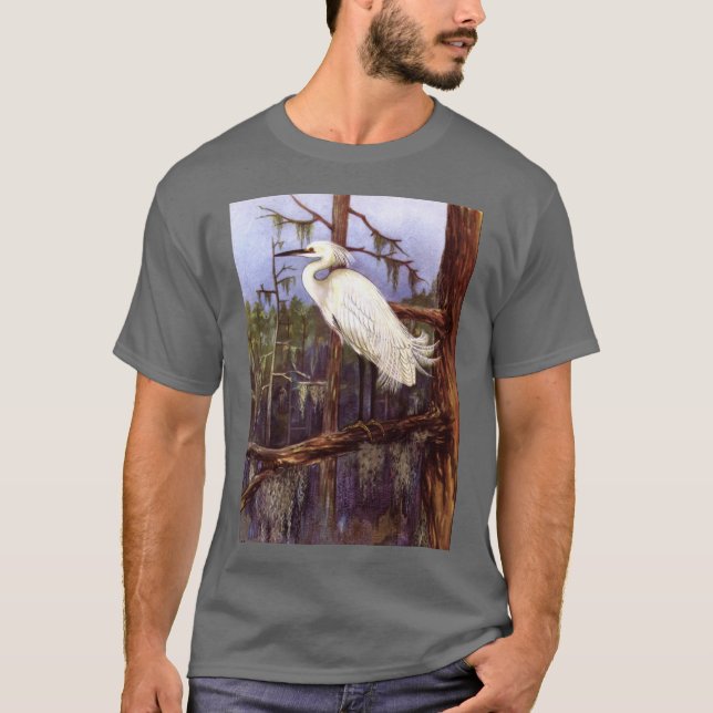 CAMISETA PINTURA DE LA GARZA DE LOS MARISMAS DE LA FLORIDA (Anverso)