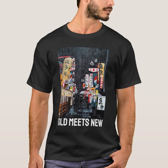 Camiseta Pintura de la lluvia en Tokio por Alfred Fox (Anverso)