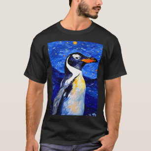 Camiseta Pintura de la noche estrellada del pingüino de Gen