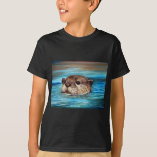 Camiseta Pintura de la nutria de río