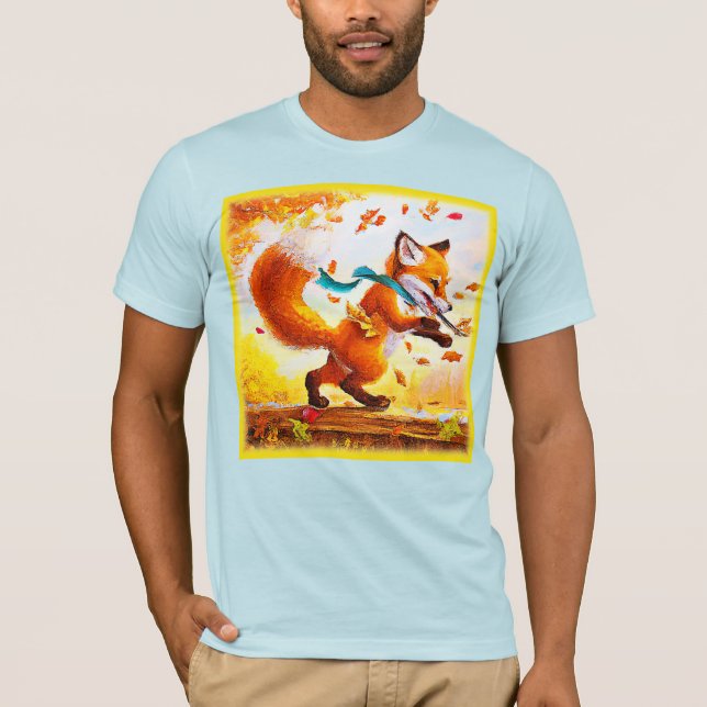 Camiseta Pintura de la temporada de otoño de la zorra roja. (Anverso)