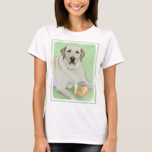 Camiseta Pintura de Labrador Retriever Amarillo y Pelotas d