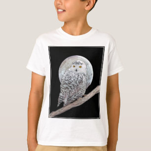 Camiseta Pintura de lechuza y luna - Arte original de aves