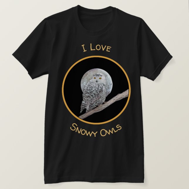 Camiseta Pintura de lechuza y luna - Arte original de aves (Anverso del diseño)