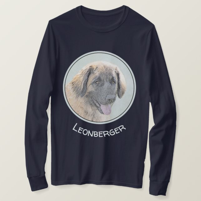 Camiseta Pintura de Leonberger - Arte de Perro Original. (Anverso del diseño)