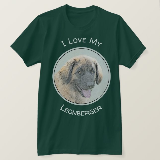Camiseta Pintura de Leonberger - Arte de Perro Original. (Anverso del diseño)