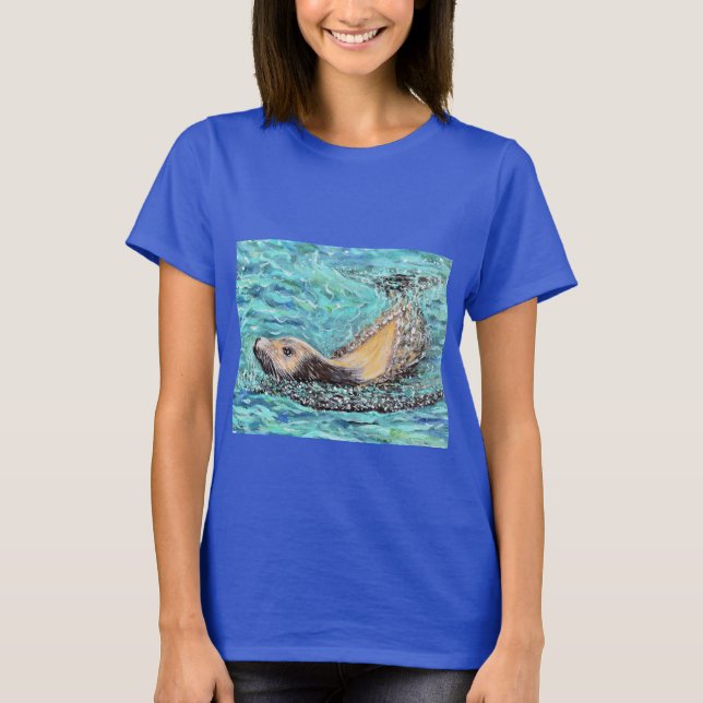 Camiseta Pintura de leones marinos (Anverso)