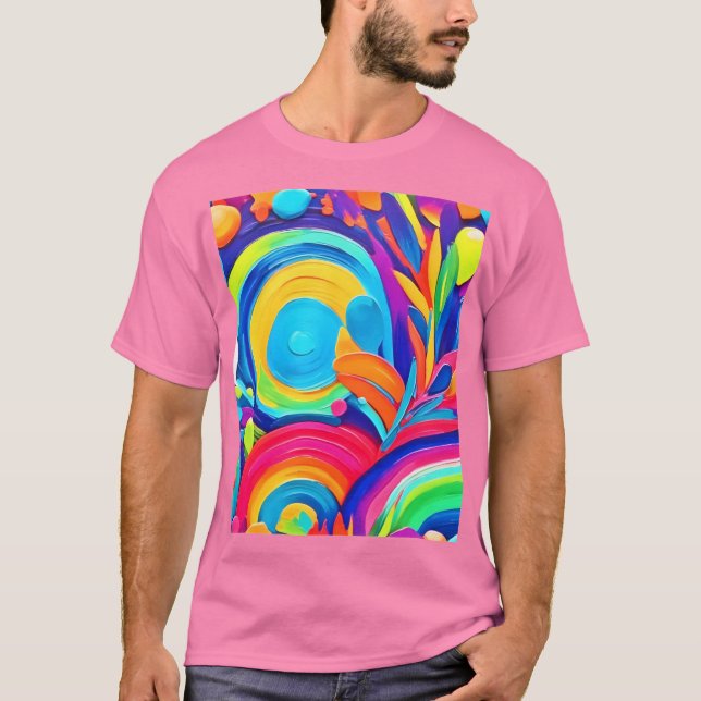 Camiseta Pintura de los círculos abstractos coloridos (Anverso)