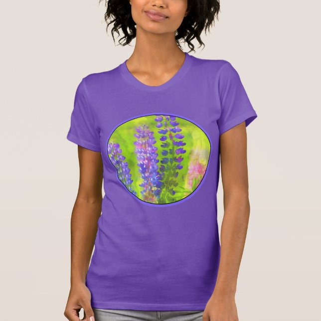 Camiseta Pintura de lupa - Arte de flores original (Anverso)