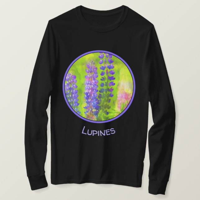 Camiseta Pintura de Lupine - Arte original de las flores (Anverso del diseño)