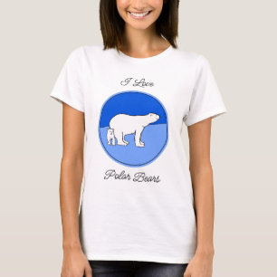 Camiseta Pintura de madre y cría de oso polar - Arte de vid