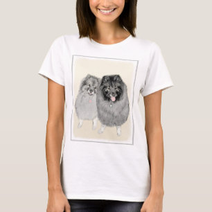 Camiseta Pintura de madre y hijo Keeshond - Arte de perro o