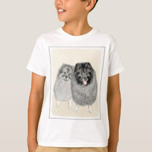 Camiseta Pintura de madre y hijo Keeshond - Arte de perro o