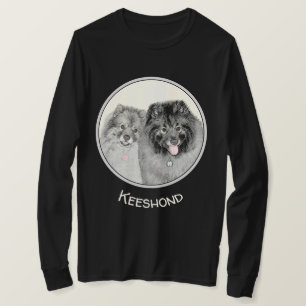 Camiseta Pintura de madre y hijo Keeshond - Arte de perro o