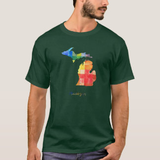 Camiseta Pintura de mapa de Michigan en acuarela
