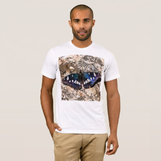 Camiseta Pintura de mariposa azul del almirante blanco del