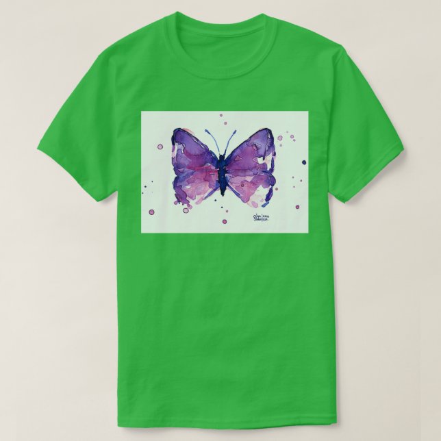 Camiseta Pintura de mariposa morada 1 (Diseño del anverso)