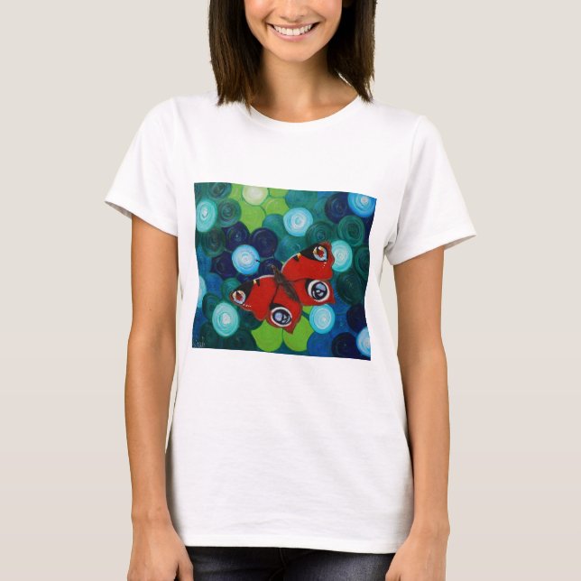 Camiseta Pintura de mariposa pavo (Anverso)