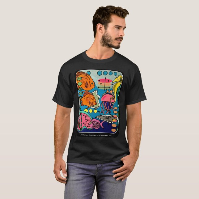 Camiseta Pintura de 'Mid'Century Modern Ocean Aquatic' en u (Anverso completo)