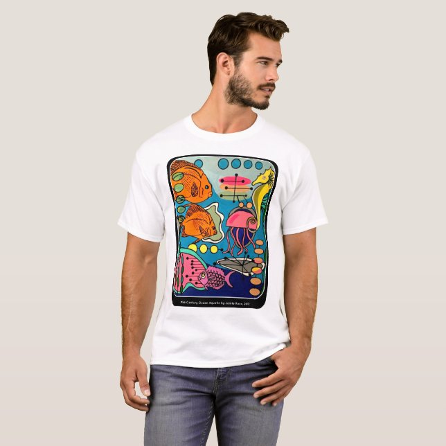 Camiseta Pintura de 'Mid'Century Modern Ocean Aquatic' en u (Anverso completo)