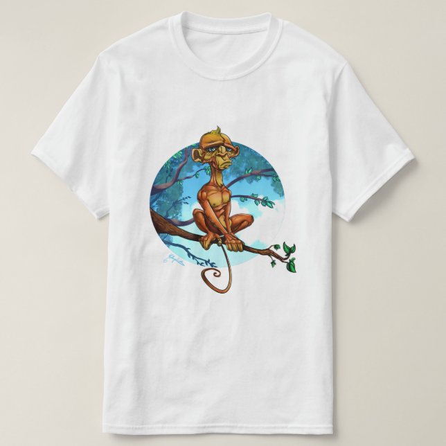 Camiseta Pintura de mono deprimida png T- Shirt (Diseño del anverso)