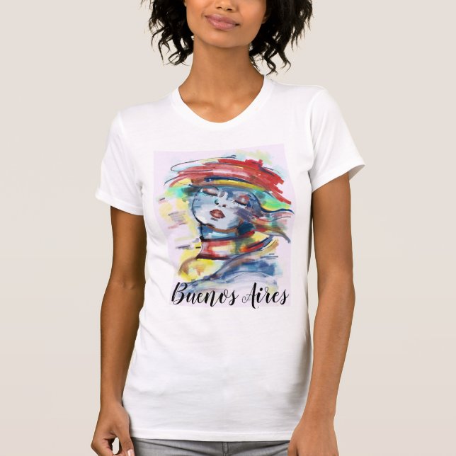 Camiseta Pintura de mujer dramática en Argentina en Buenos  (Anverso)