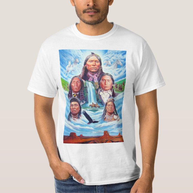 Camiseta Pintura de nativos estadounidenses plantilla a hom (Anverso)