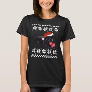 Camiseta Pintura de Navidades de cachorros de Labrador Negr