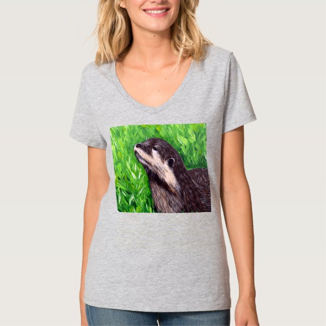 Camiseta Pintura de nutria de Little River (Anverso)