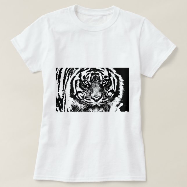 Camiseta Pintura de ojo de tigre de Borneo, blanco negro, e (Diseño del anverso)