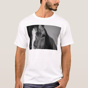 Camiseta Pintura de ojos de caballo blanco negro