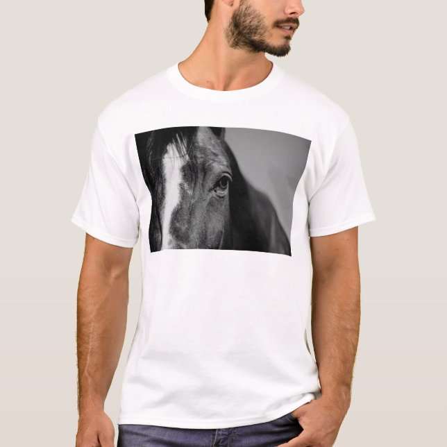 Camiseta Pintura de ojos de caballo blanco negro (Anverso)
