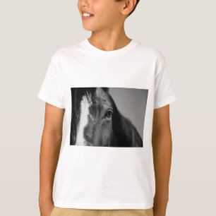 Camiseta Pintura de ojos de caballo blanco negro