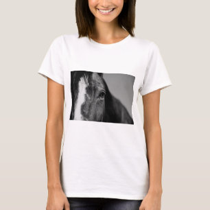 Camiseta Pintura de ojos de caballo blanco negro