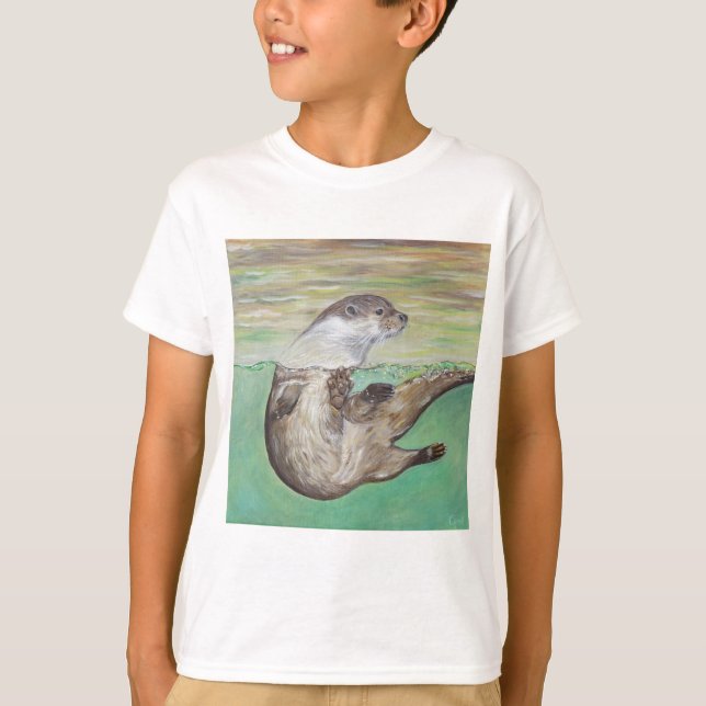 Camiseta Pintura de orugas de río lúdico (Anverso)