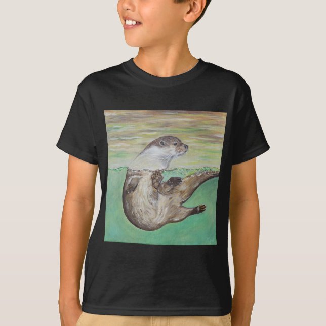 Camiseta Pintura de orugas de río lúdico (Anverso)