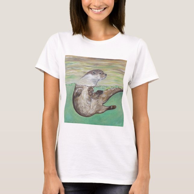 Camiseta Pintura de orugas de río lúdico (Anverso)