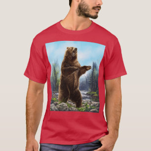 Camiseta Pintura de oso estilo barba en el bosque