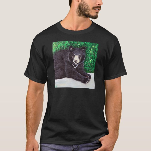 Camiseta Pintura de oso negro (Anverso)