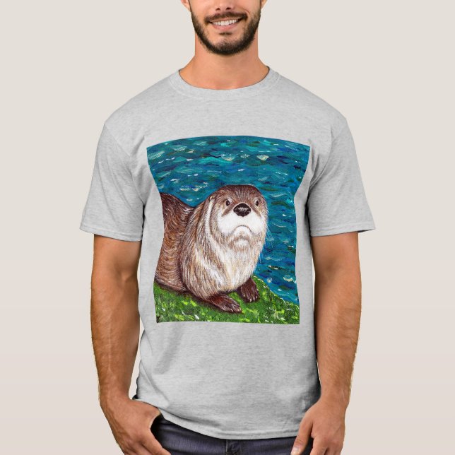 Camiseta Pintura de Otter en el río Cheeky (Anverso)
