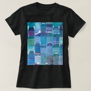 Camiseta Pintura de paisajes urbanos modernos en Paris Blue
