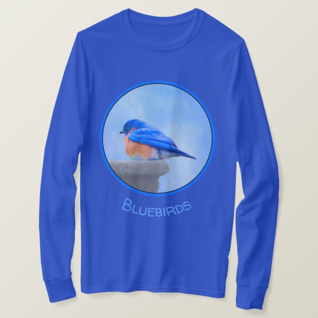 Camiseta Pintura de pájaro azul - Arte original de las aves (Anverso del diseño)